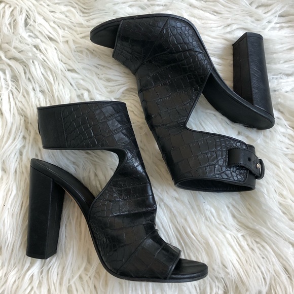 SOLDVince Addie Stamped Croc Peep-Toe Bootie Heels - Picture 3 of 8